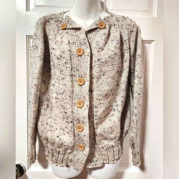 Sweaters - Women's donegal handmade knit cardigan sweater